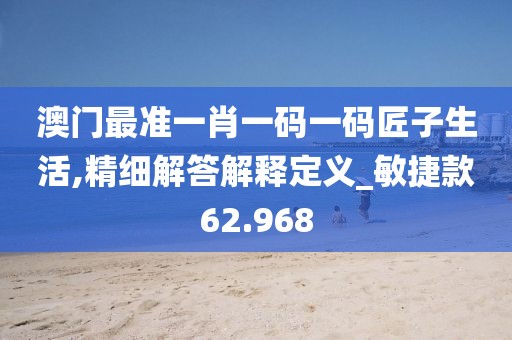 澳門最準(zhǔn)一肖一碼一碼匠子生活,精細(xì)解答解釋定義_敏捷款62.968