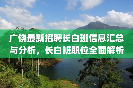 廣饒最新招聘長白班信息匯總與分析，長白班職位全面解析
