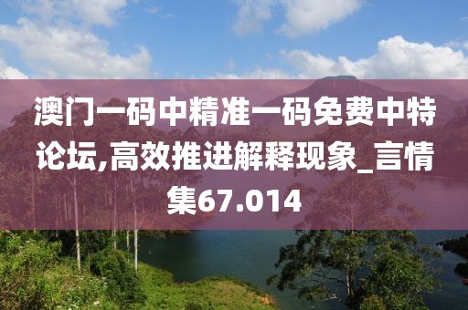 澳門一碼中精準(zhǔn)一碼免費(fèi)中特論壇,高效推進(jìn)解釋現(xiàn)象_言情集67.014