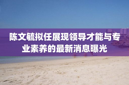 陳文毓擬任展現(xiàn)領(lǐng)導(dǎo)才能與專業(yè)素養(yǎng)的最新消息曝光