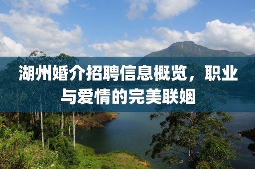湖州婚介招聘信息概覽，職業(yè)與愛情的完美聯(lián)姻