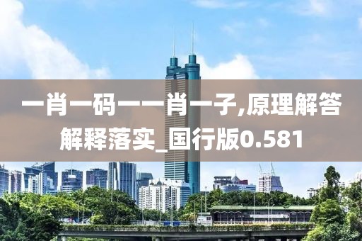 一肖一碼一一肖一子,原理解答解釋落實_國行版0.581