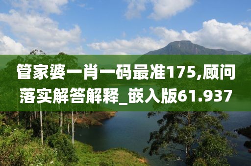 管家婆一肖一碼最準(zhǔn)175,顧問(wèn)落實(shí)解答解釋_嵌入版61.937
