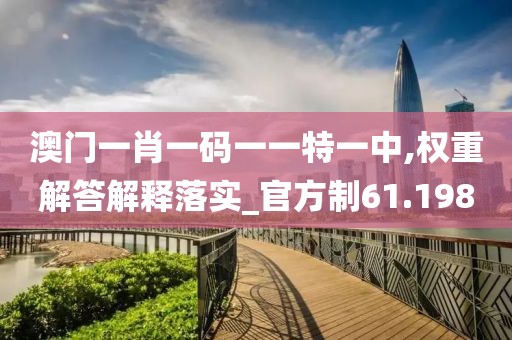 澳門一肖一碼一一特一中,權(quán)重解答解釋落實_官方制61.198