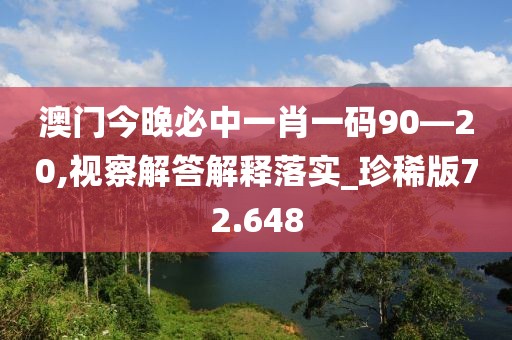 澳門今晚必中一肖一碼90—20,視察解答解釋落實(shí)_珍稀版72.648