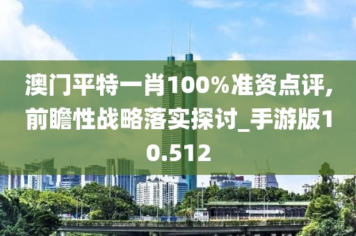 澳門平特一肖100%準資點評,前瞻性戰(zhàn)略落實探討_手游版10.512